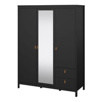 Thumbnail for Barcelona Wardrobe with 2 doors 1 mirror door + 2 drawers Matt Black