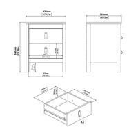 Thumbnail for Barcelona Bedside Table 2 drawers in White