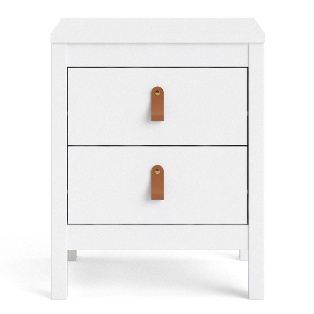 Barcelona Bedside Table 2 drawers in White