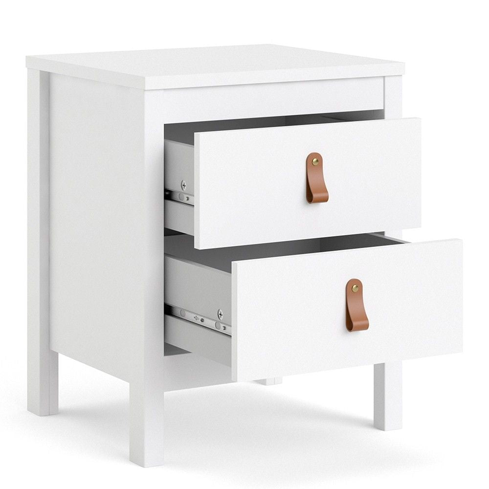 Barcelona Bedside Table 2 drawers in White