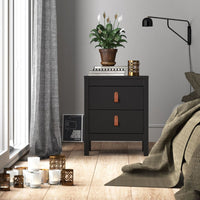 Thumbnail for Matt Black 2 Drawer Bedside Cabinet