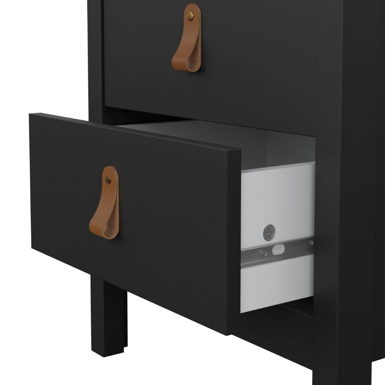 Matt Black 2 Drawer Bedside Cabinet