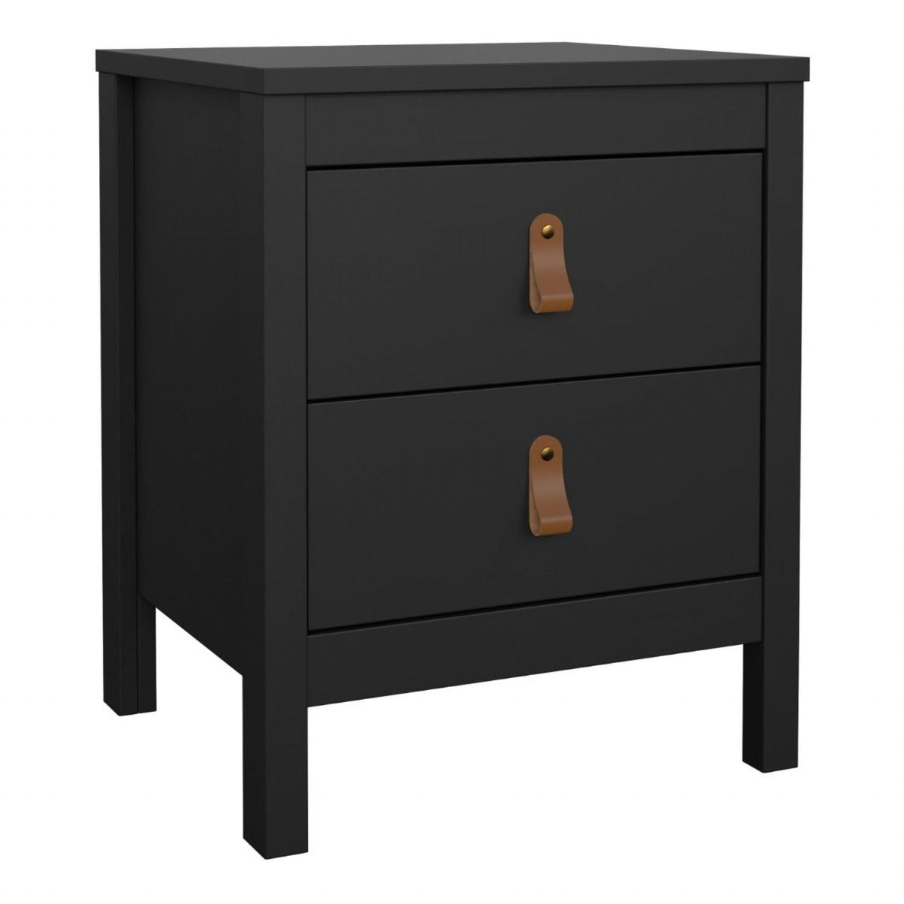 Matt Black 2 Drawer Bedside Cabinet