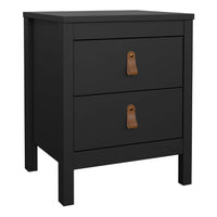 Thumbnail for Matt Black 2 Drawer Bedside Cabinet