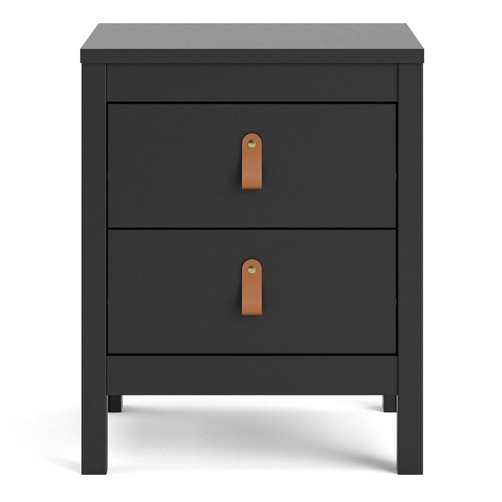 Matt Black 2 Drawer Bedside Cabinet