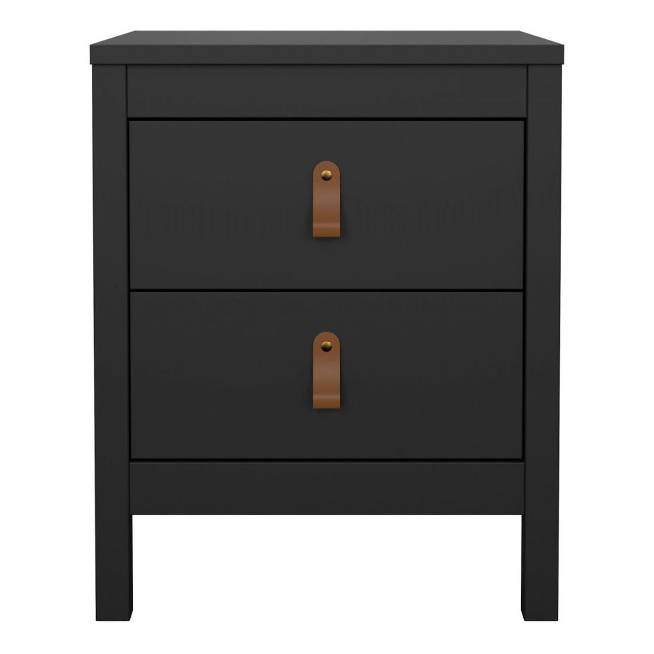 Matt Black 2 Drawer Bedside Cabinet