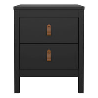 Thumbnail for Matt Black 2 Drawer Bedside Cabinet