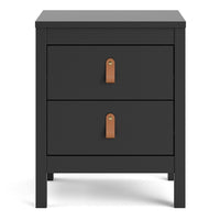 Thumbnail for Matt Black 2 Drawer Bedside Cabinet