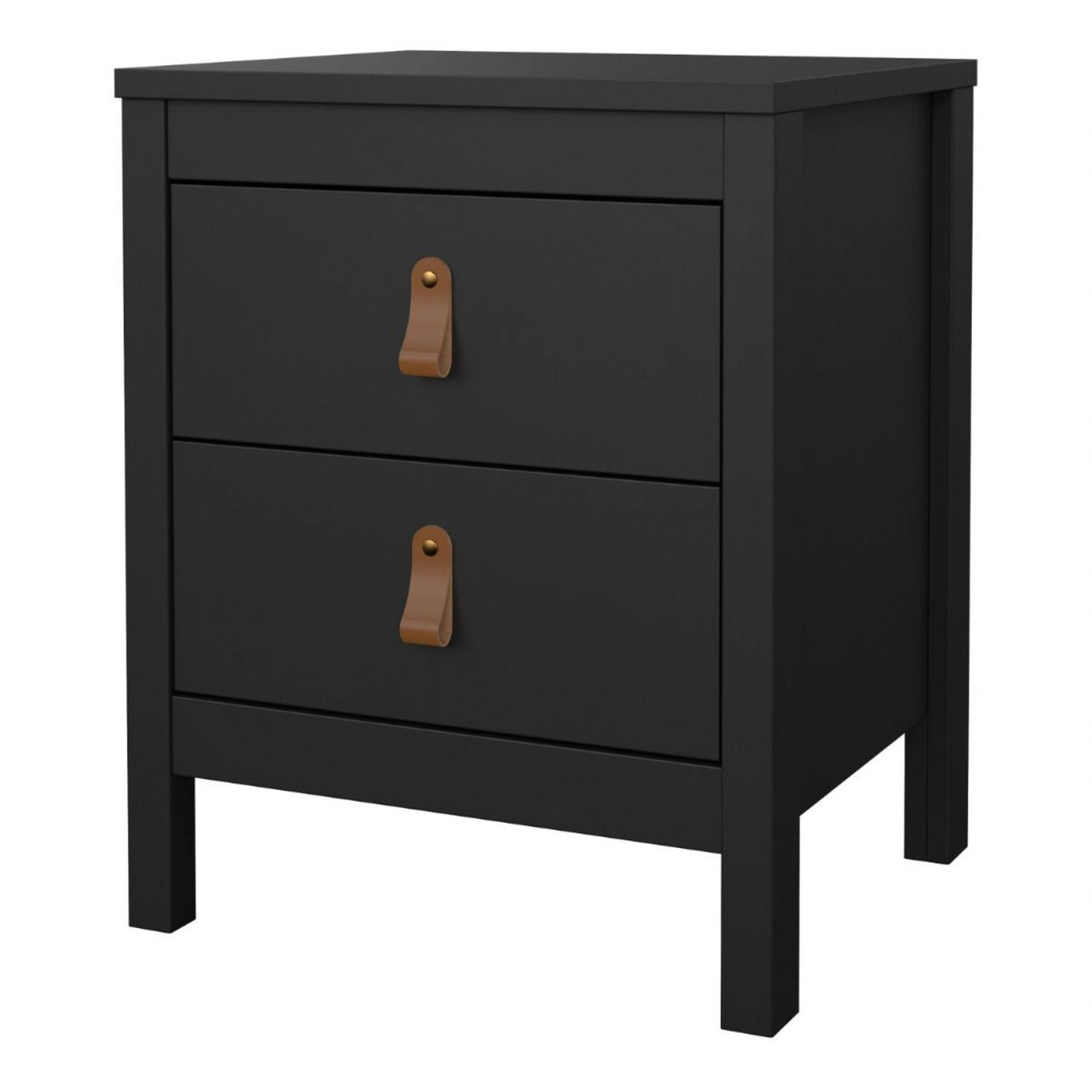 Matt Black 2 Drawer Bedside Cabinet