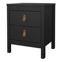 Thumbnail for Matt Black 2 Drawer Bedside Cabinet