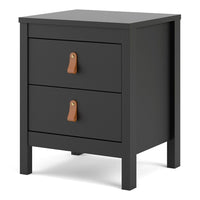 Thumbnail for Matt Black 2 Drawer Bedside Cabinet