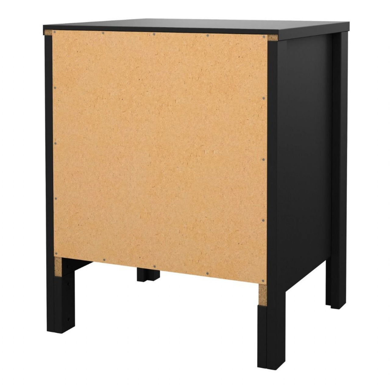 Matt Black 2 Drawer Bedside Cabinet