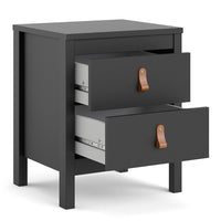 Thumbnail for Matt Black 2 Drawer Bedside Cabinet