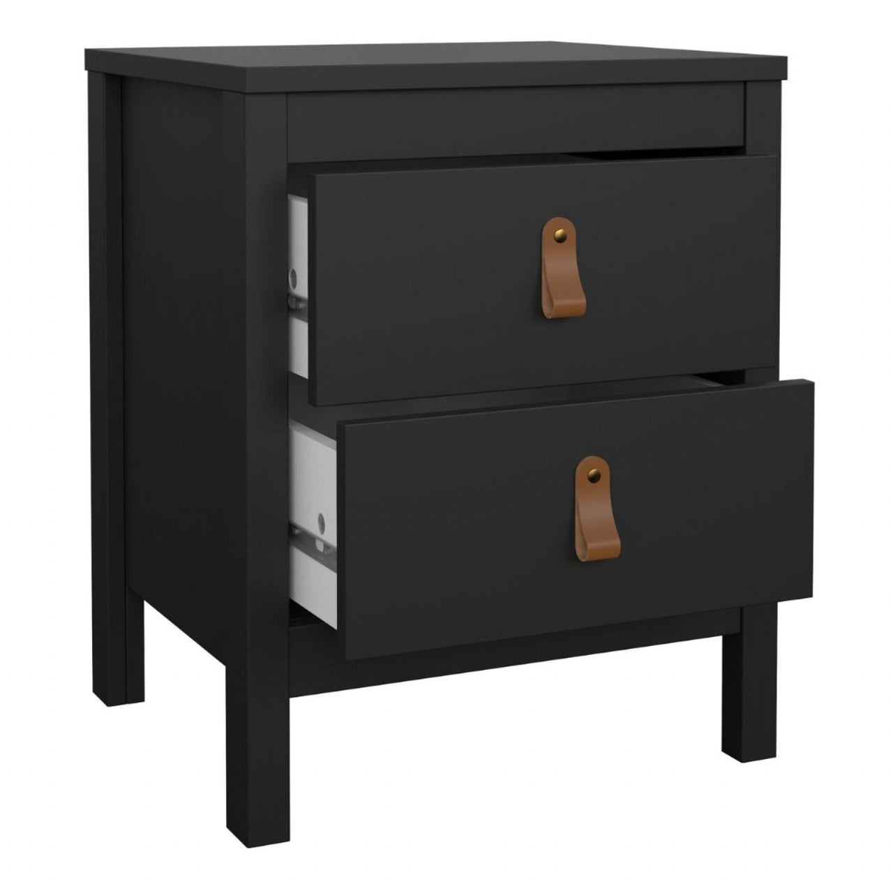 Matt Black 2 Drawer Bedside Cabinet