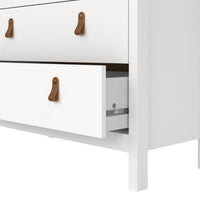 Thumbnail for White 5 Drawer Chest With Brown Leather Tab Handles