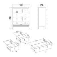 Thumbnail for White 5 Drawer Chest With Brown Leather Tab Handles