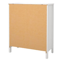 Thumbnail for White 5 Drawer Chest With Brown Leather Tab Handles