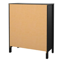 Thumbnail for Chest of 5 Drawers Matt Black with Brown Leather Tab Handles