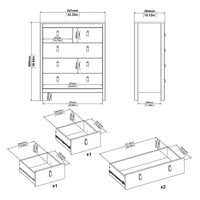 Thumbnail for Chest of 5 Drawers Matt Black with Brown Leather Tab Handles