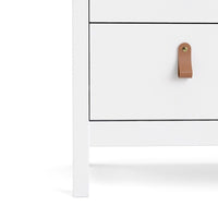 Thumbnail for White 3 Drawer Chest With Brown Leather Tab Handles