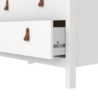 Thumbnail for White 3 Drawer Chest With Brown Leather Tab Handles