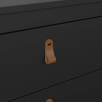 Thumbnail for Black Chest of 3 Drawers with Brown Leather Tab Handles