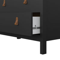 Thumbnail for Black Chest of 3 Drawers with Brown Leather Tab Handles