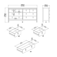 Thumbnail for White Wide 8 Drawer Chest of Drawers Brown Tab Handles