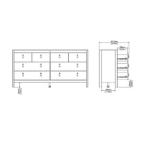 Thumbnail for White Wide 8 Drawer Chest of Drawers Brown Tab Handles