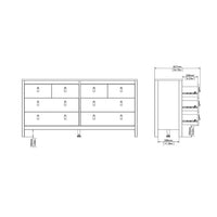 Thumbnail for White Wide 8 Drawer Chest of Drawers Brown Tab Handles