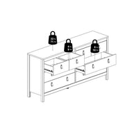 Thumbnail for White Wide 8 Drawer Chest of Drawers Brown Tab Handles