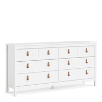 Thumbnail for White Wide 8 Drawer Chest of Drawers Brown Tab Handles