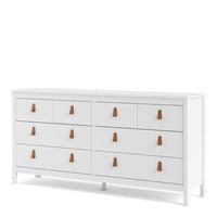 Thumbnail for White Wide 8 Drawer Chest of Drawers Brown Tab Handles