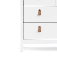 Thumbnail for White Wide 8 Drawer Chest of Drawers Brown Tab Handles