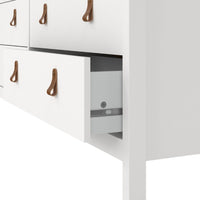 Thumbnail for White Wide 8 Drawer Chest of Drawers Brown Tab Handles