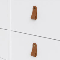 Thumbnail for White Wide 8 Drawer Chest of Drawers Brown Tab Handles