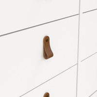 Thumbnail for White Wide 8 Drawer Chest of Drawers Brown Tab Handles