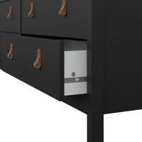 Thumbnail for Matt Black 8 Drawer Double Chest With Leather Tab Handles