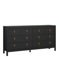 Thumbnail for Matt Black 8 Drawer Double Chest With Leather Tab Handles