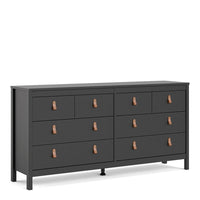 Thumbnail for Matt Black 8 Drawer Double Chest With Leather Tab Handles