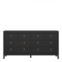 Thumbnail for Matt Black 8 Drawer Double Chest With Leather Tab Handles