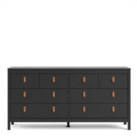 Thumbnail for Matt Black 8 Drawer Double Chest With Leather Tab Handles