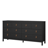 Thumbnail for Matt Black 8 Drawer Double Chest With Leather Tab Handles