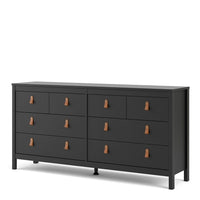 Thumbnail for Matt Black 8 Drawer Double Chest With Leather Tab Handles