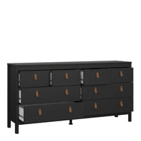 Thumbnail for Matt Black 8 Drawer Double Chest With Leather Tab Handles