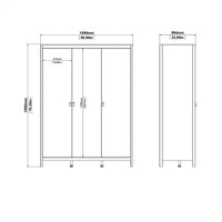 Thumbnail for Large White Triple 3 Door Tall Wardrobe 150cm Wide