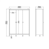 Thumbnail for Large White Triple 3 Door Tall Wardrobe 150cm Wide