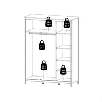 Thumbnail for Large White Triple 3 Door Tall Wardrobe 150cm Wide