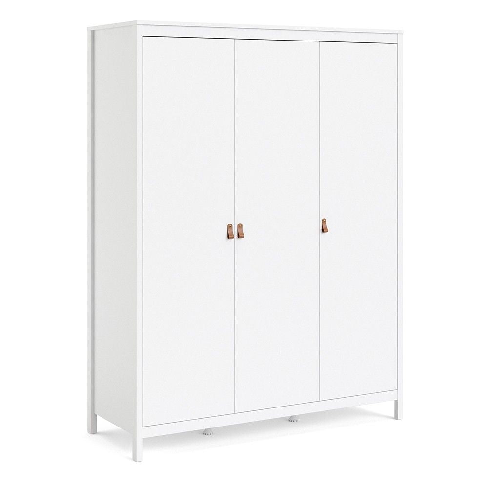 Large White Triple 3 Door Tall Wardrobe 150cm Wide