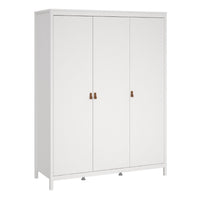 Thumbnail for Large White Triple 3 Door Tall Wardrobe 150cm Wide